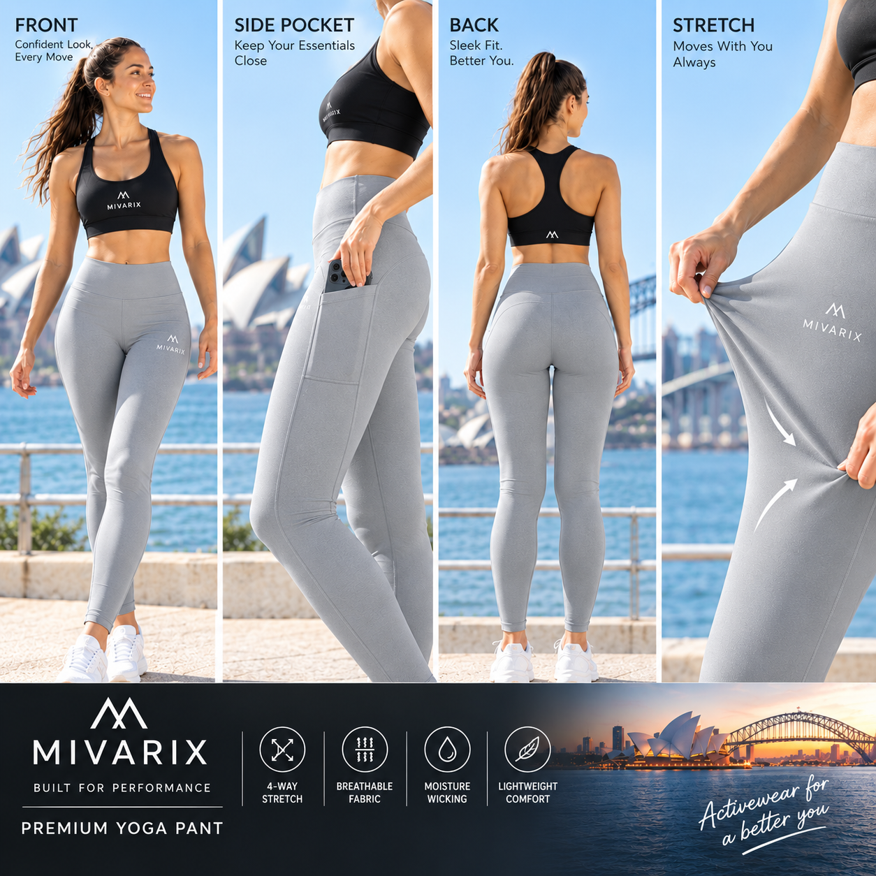 Grey Yoga Pant With Pocket - Image 1