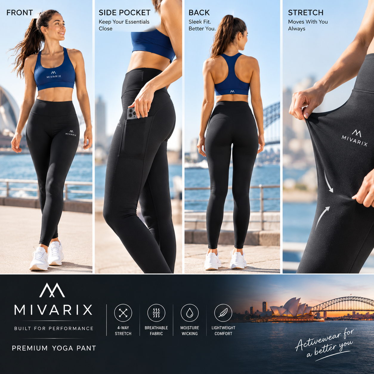 Black Yoga Pant With Pocket - Image 2