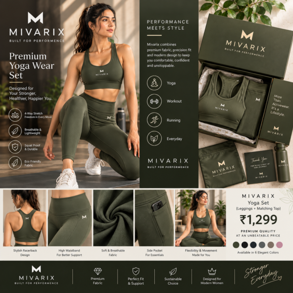Olive Yoga Pant with Top  Set - Image 1