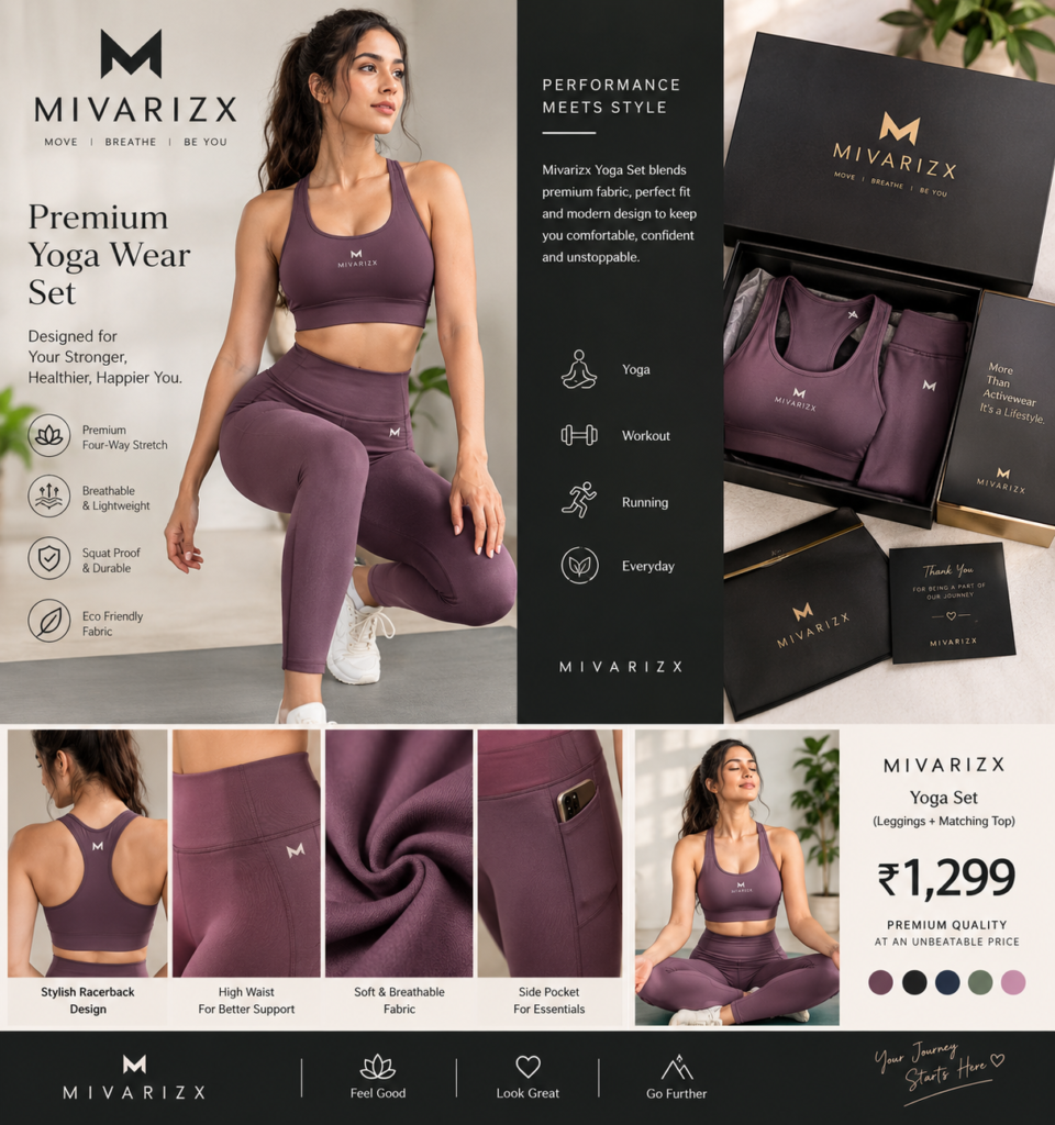 Purple Yoga Pant with Top Set