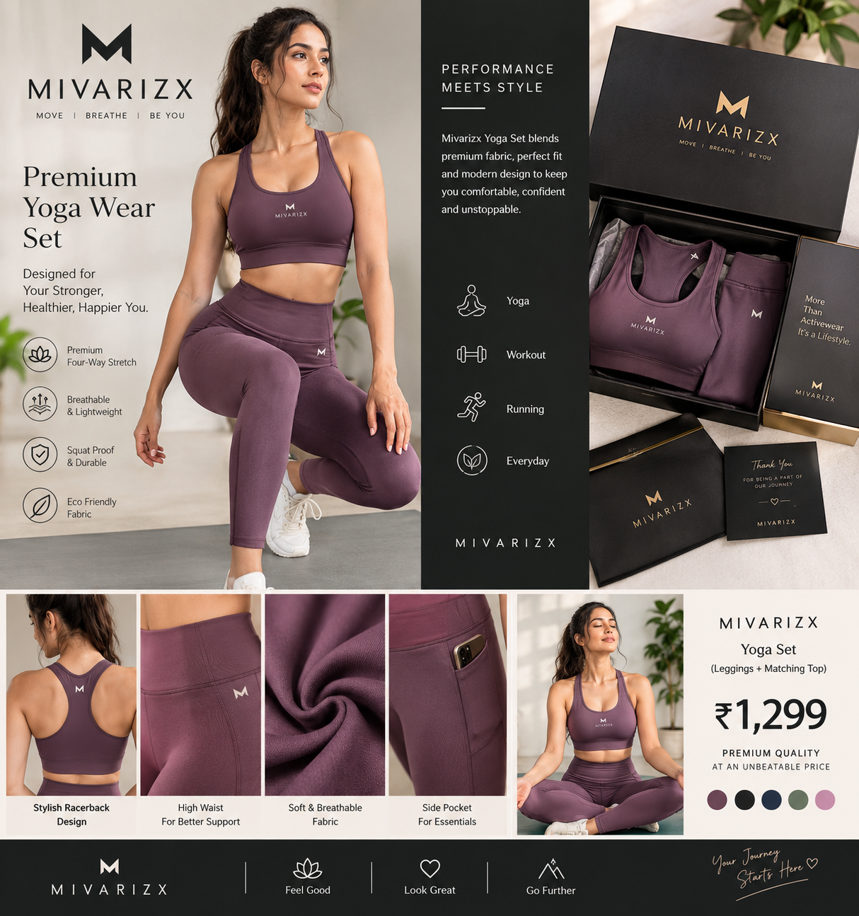Purple Yoga Pant with Top  Set - Image 1
