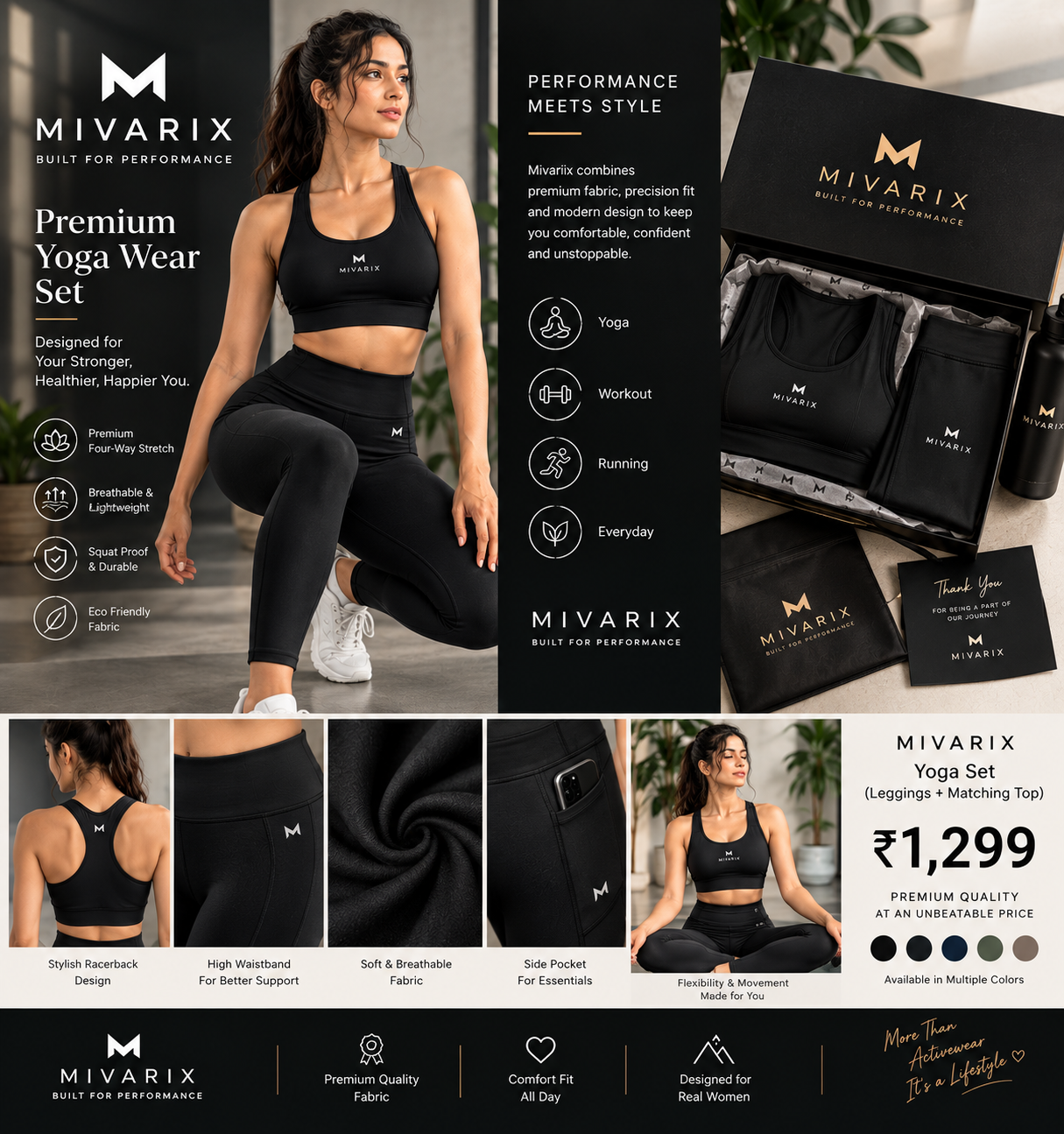 Black Yoga Pant with Top  Set - Image 2